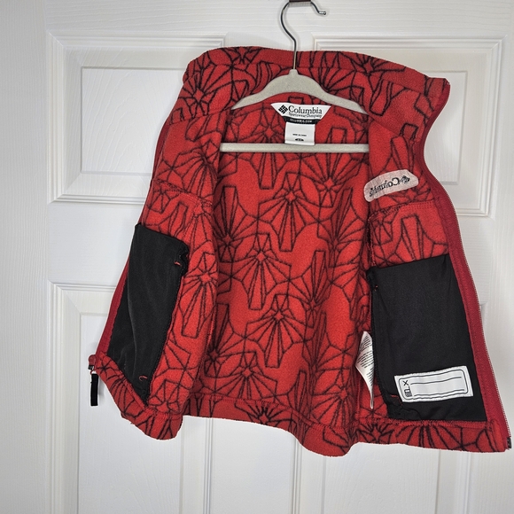 Columbia Full-Zip Sweater Jacket Fleece Cozy Red Black Kids Size 4T - Picture 4 of 10